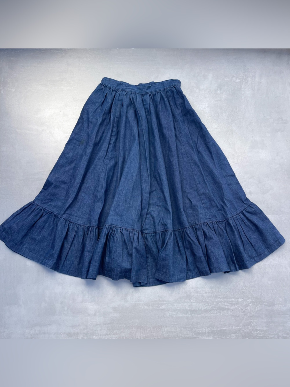 Denim Ruffle Prairie Circle Skirt